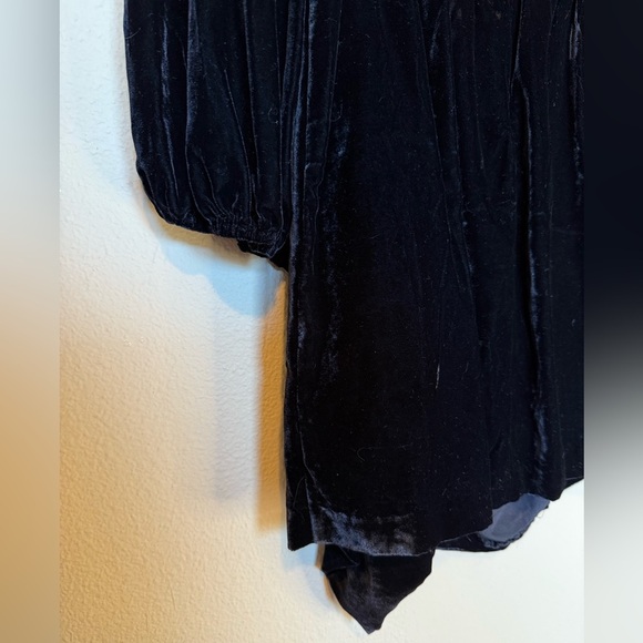 RHODE Womens Zadie Velvet Cut Out Puff Sleeve Mini Dress Black NWT Size 6 - Picture 5 of 12